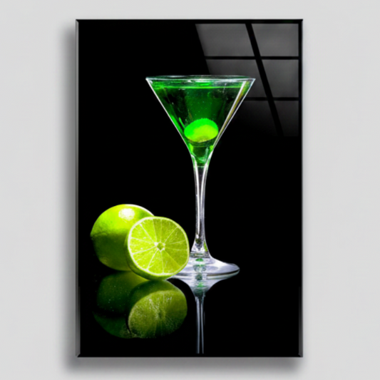Martini e Lime Quadro in Vetro Temperato