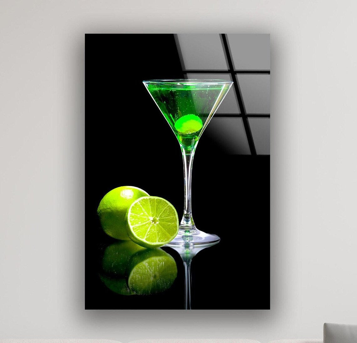 Martini au Citron Vert Tableau en Verre Trempé