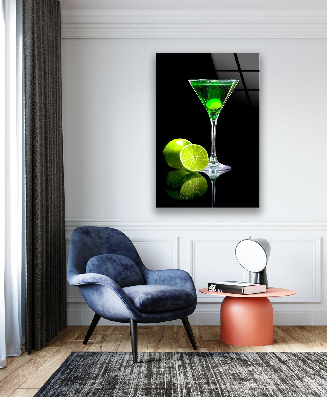 Martini au Citron Vert Tableau en Verre Trempé