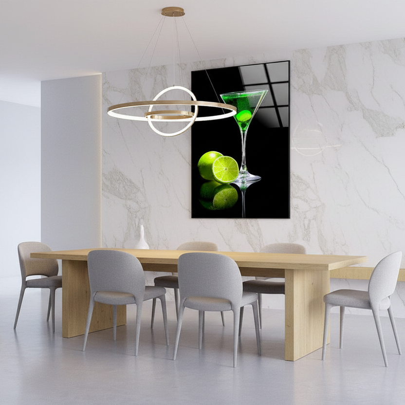 Martini au Citron Vert Tableau en Verre Trempé