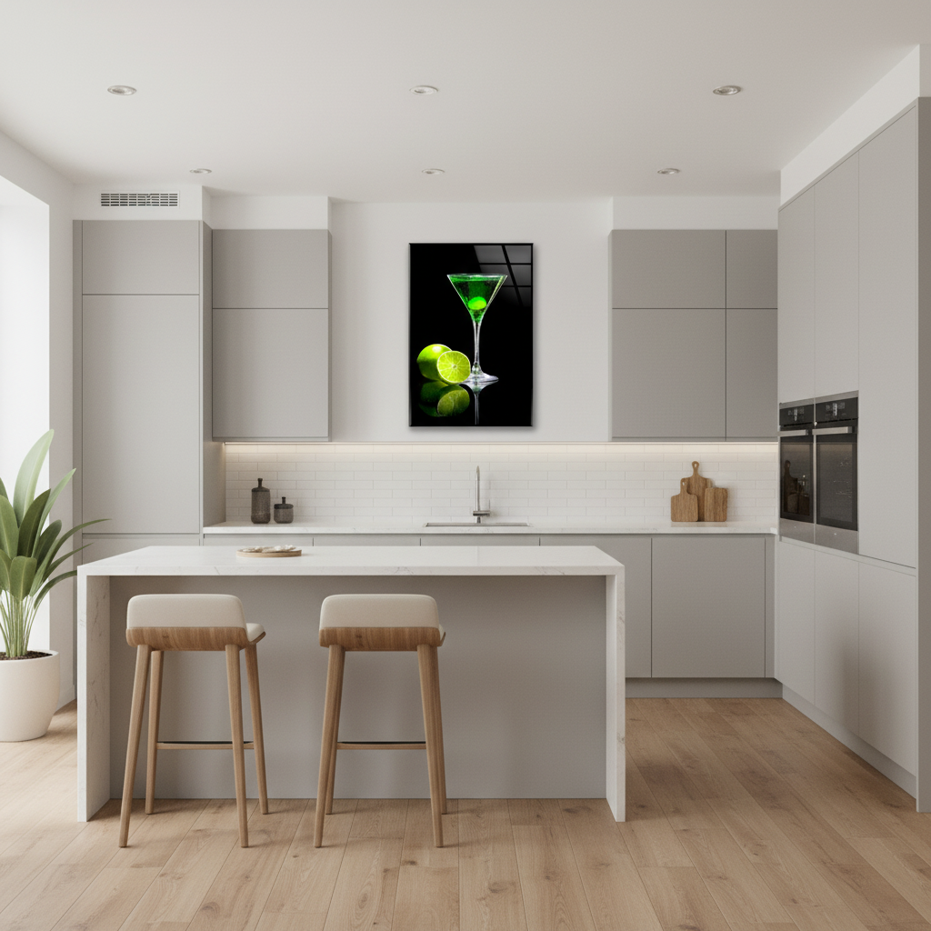 Martini au Citron Vert Tableau en Verre Trempé