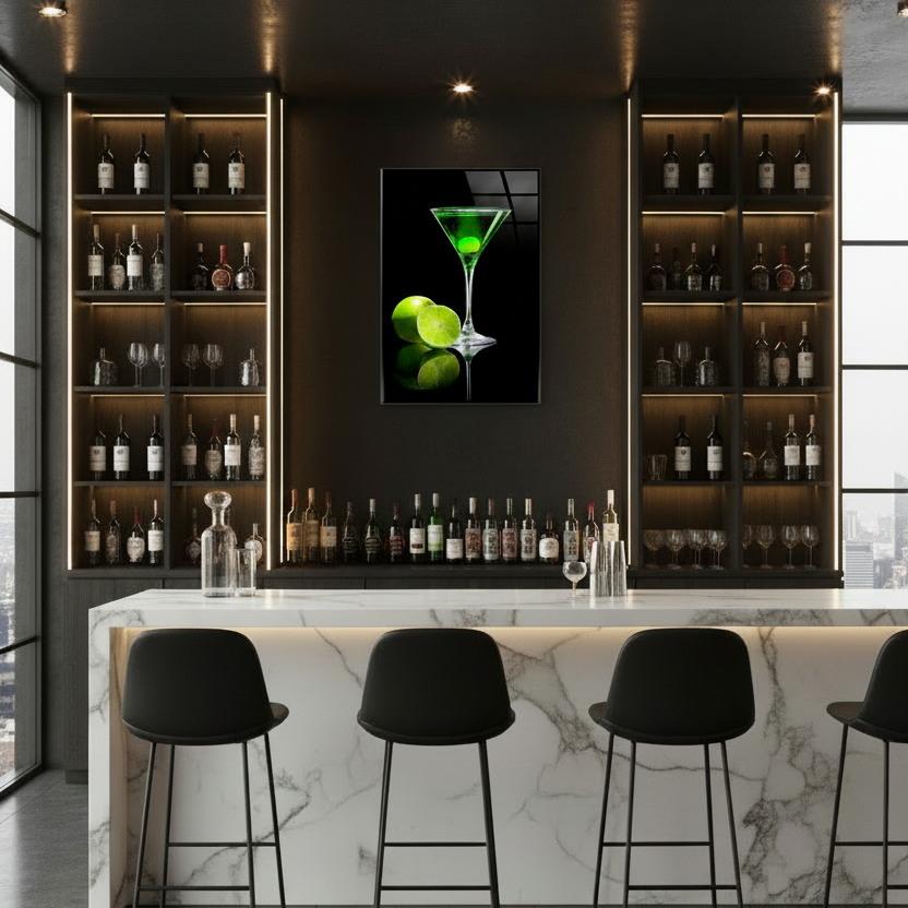 Martini au Citron Vert Tableau en Verre Trempé