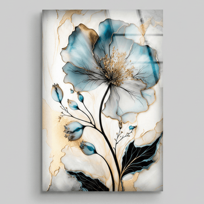 Fleur Bleue Tableau en Verre Trempé