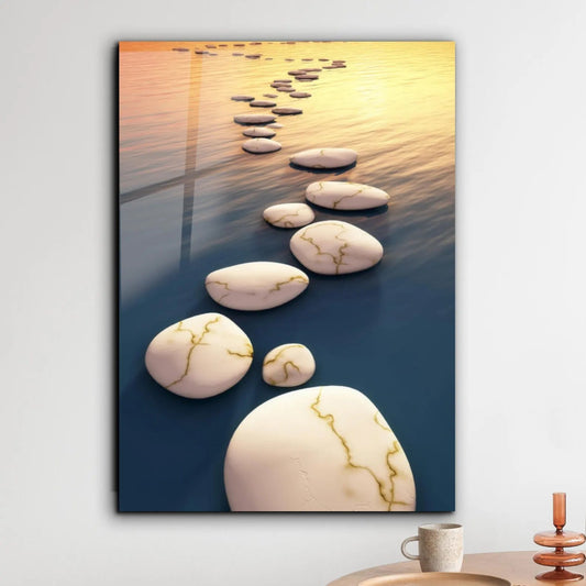 Pietre Beige Quadro in Vetro Temperato
