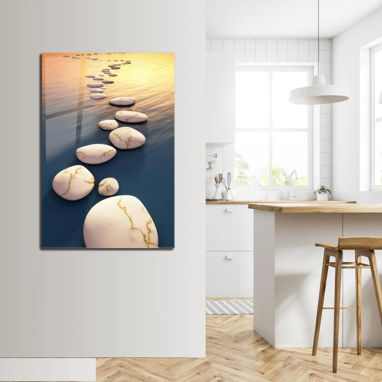 Pierres Beige Tableau en Verre Trempé