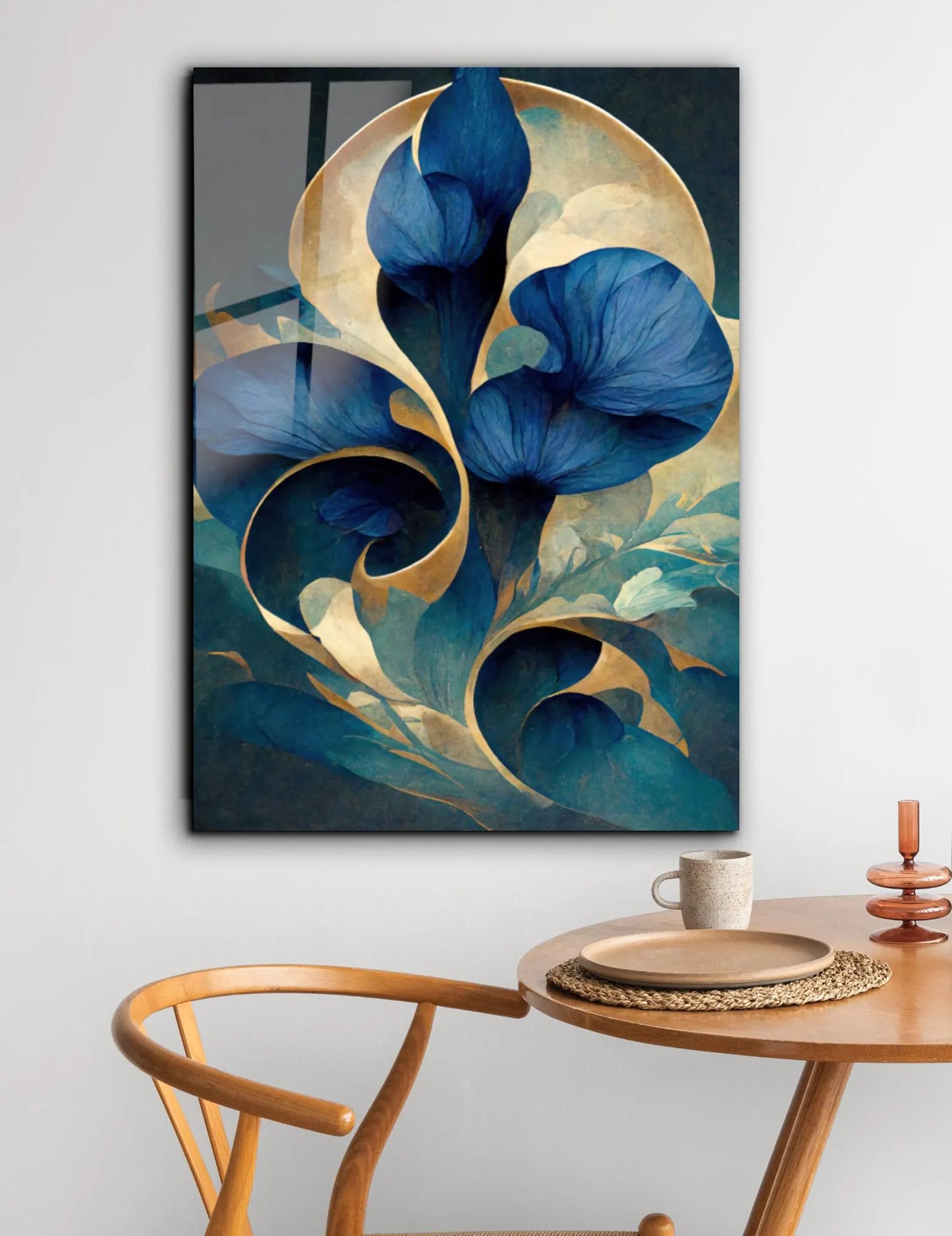 Elegante Florale Quadro in Vetro Temperato