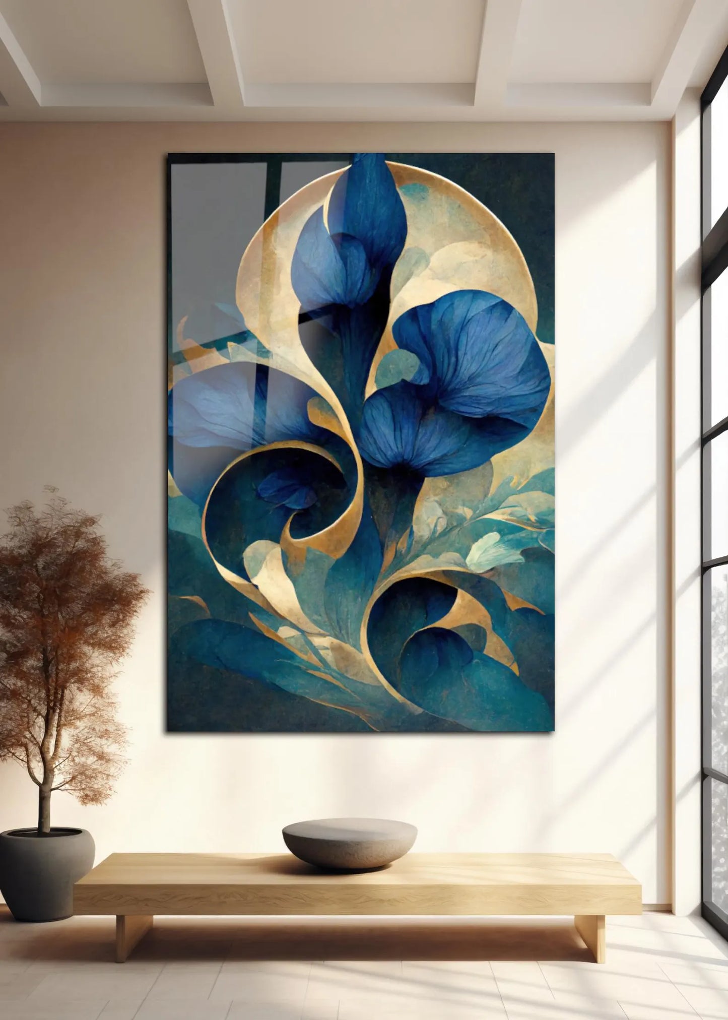 Elegante Florale Quadro in Vetro Temperato