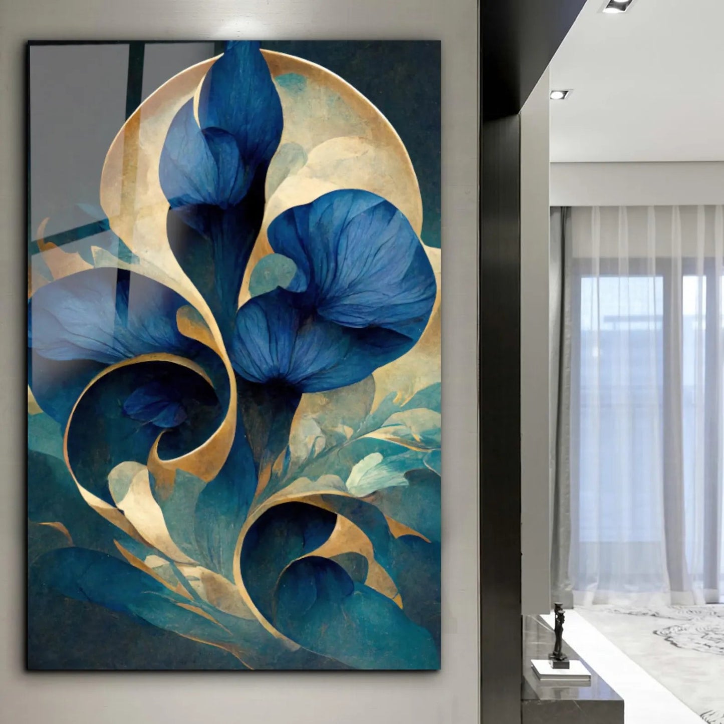 Elegante Florale Quadro in Vetro Temperato