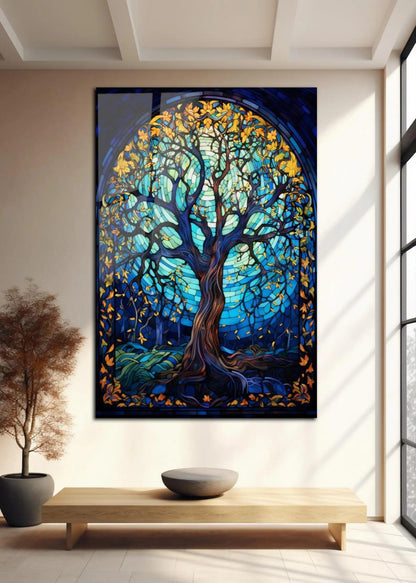 Stained Glass Tree Glass Wall Art