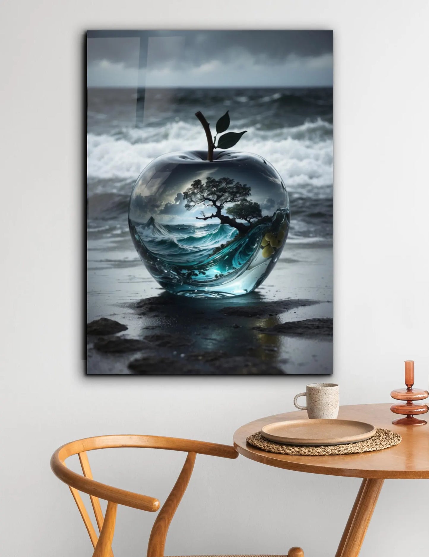 Mela Astratta Quadro in Vetro Temperato