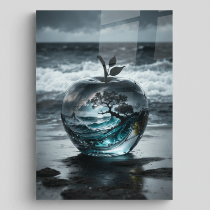 Abstract Apple Glass Wall Art