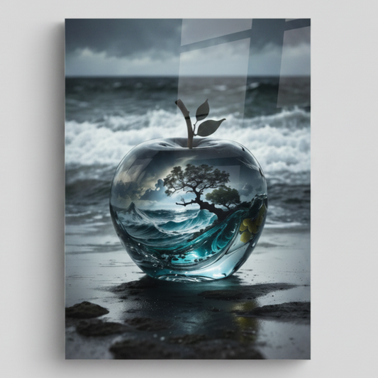 Abstract Apple Glass Wall Art