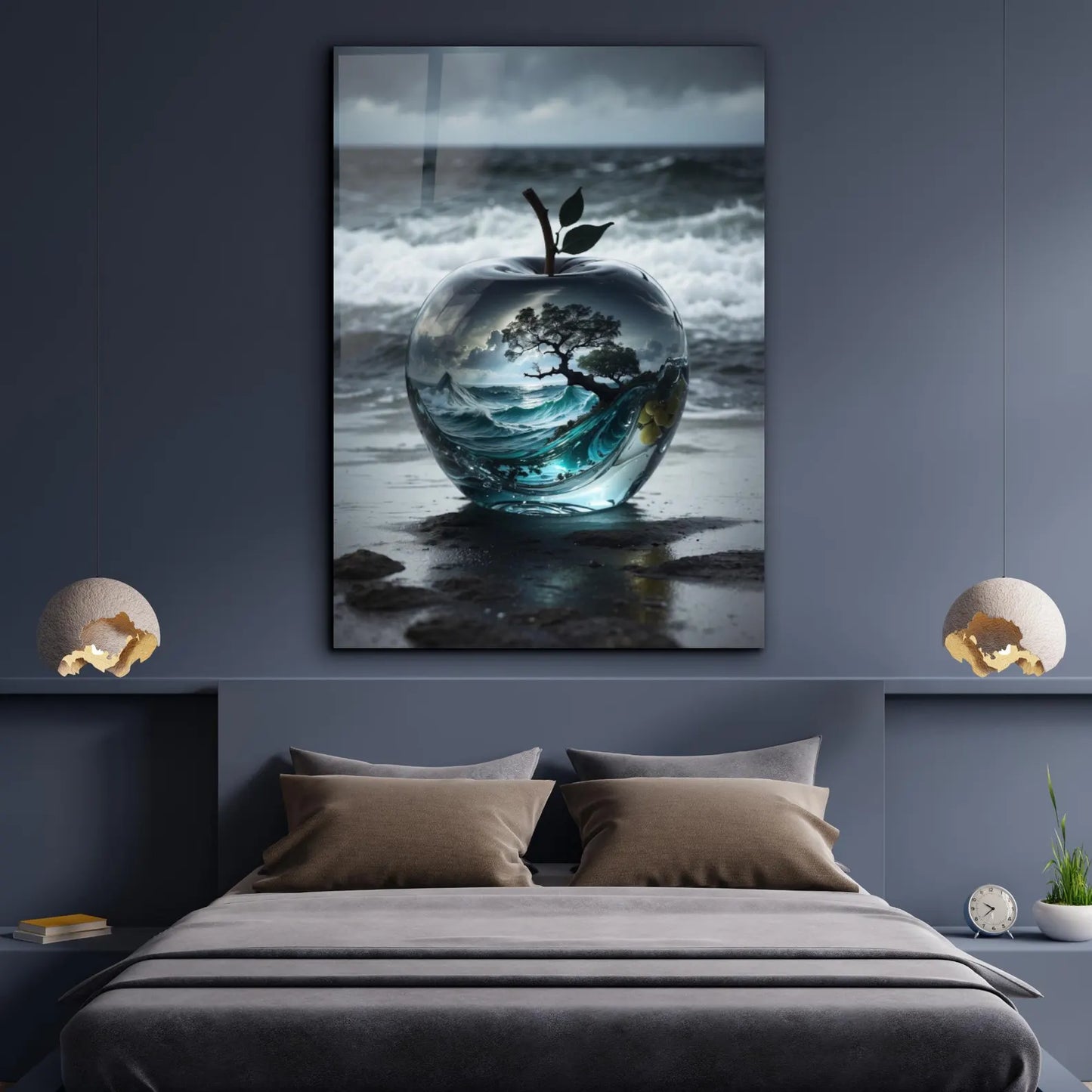 Mela Astratta Quadro in Vetro Temperato