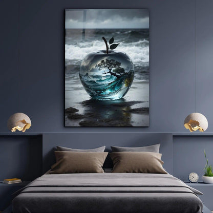 Abstract Apple Glass Wall Art