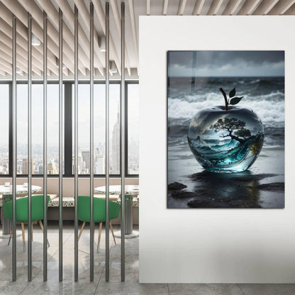 Abstract Apple Glass Wall Art