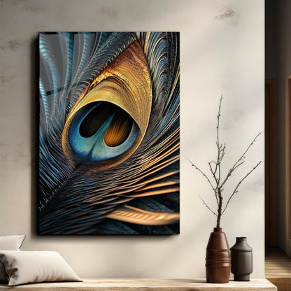 Peacock Feather Glass Wall Art