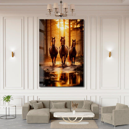 Tre Cavalli Quadro in Vetro Temperato