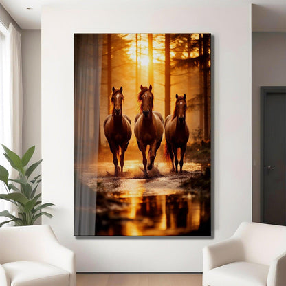 Tre Cavalli Quadro in Vetro Temperato