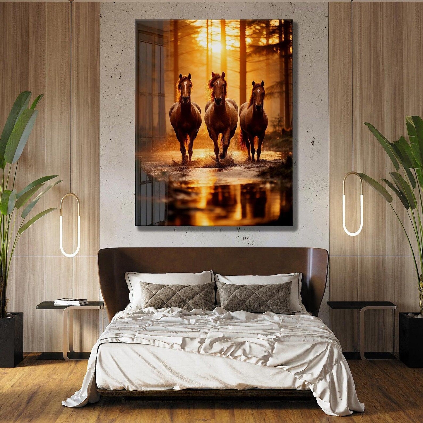 Tre Cavalli Quadro in Vetro Temperato