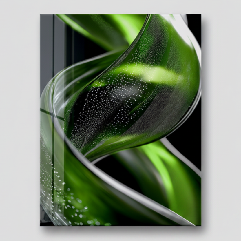 Green Spiral Glass Wall Art