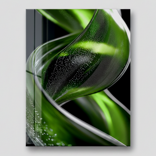 Green Spiral Glass Wall Art