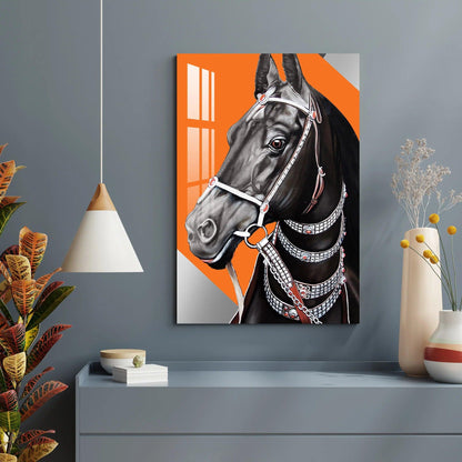 Black Horse Glass Wall Art