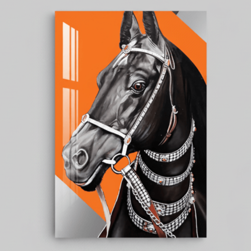 Black Horse Glass Wall Art