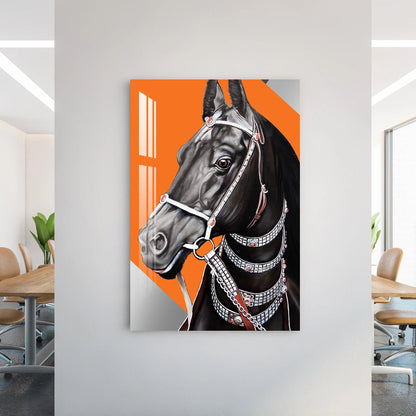 Black Horse Glass Wall Art