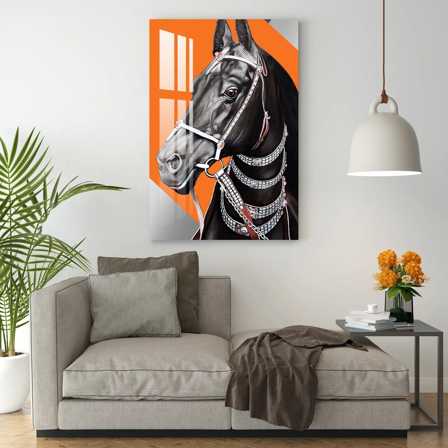 Black Horse Glass Wall Art
