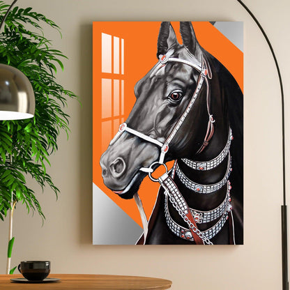 Black Horse Glass Wall Art