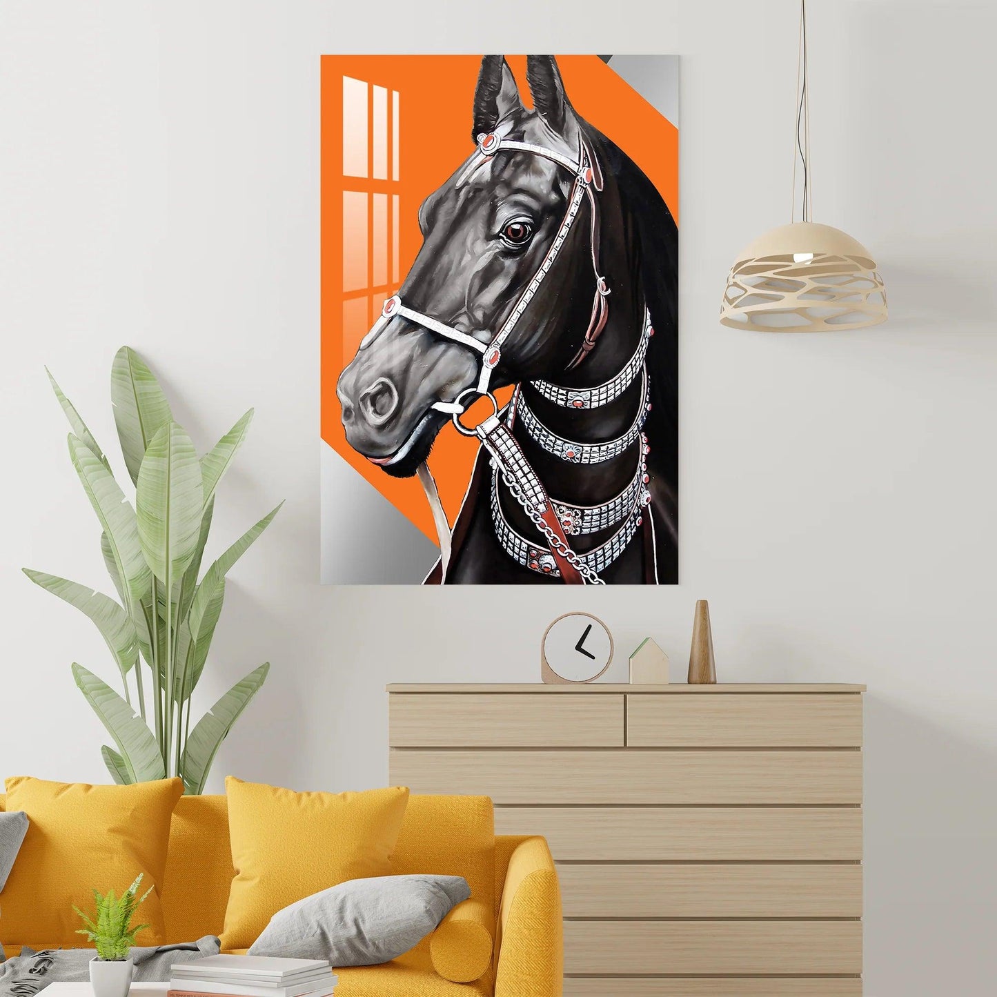 Black Horse Glass Wall Art