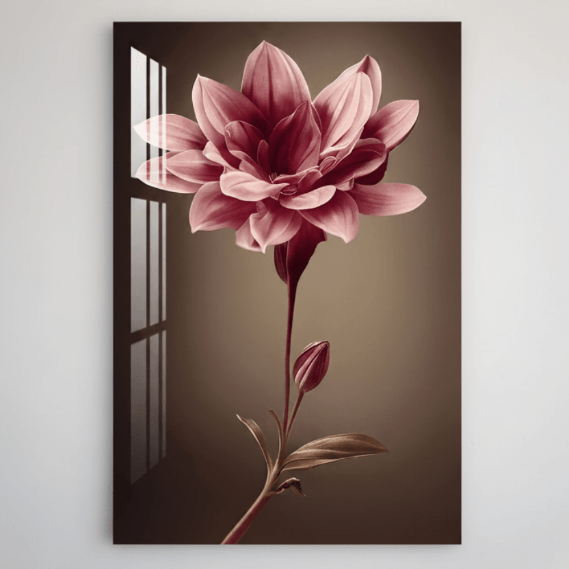 Fiore Rosa Quadro in Vetro Temperato