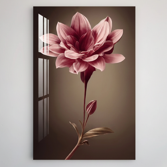Fleur Rose Tableau en Verre Trempé