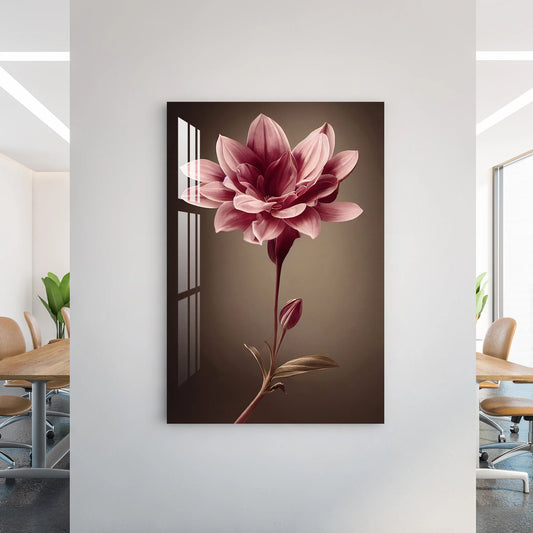 Fleur Rose Tableau en Verre Trempé