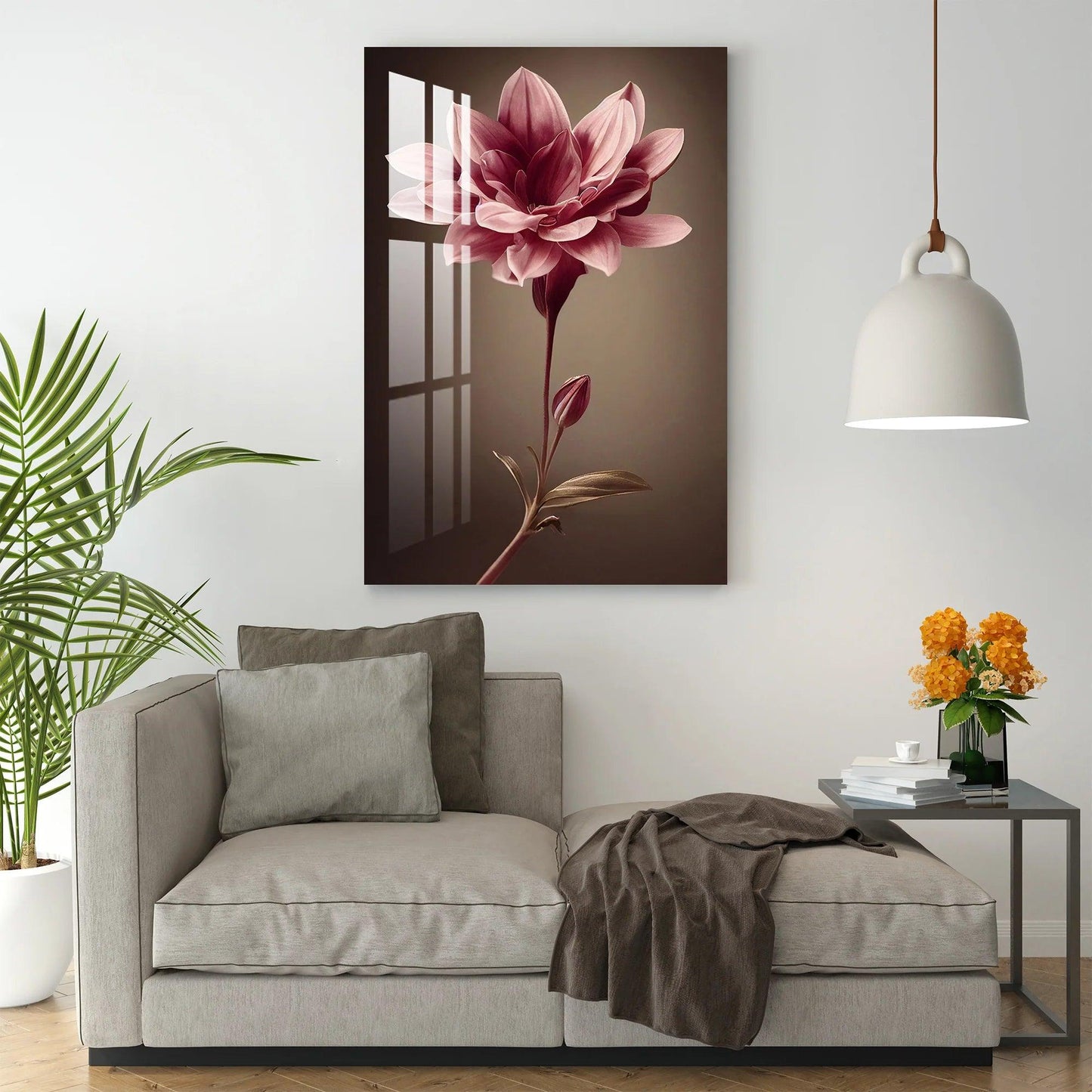 Fiore Rosa Quadro in Vetro Temperato