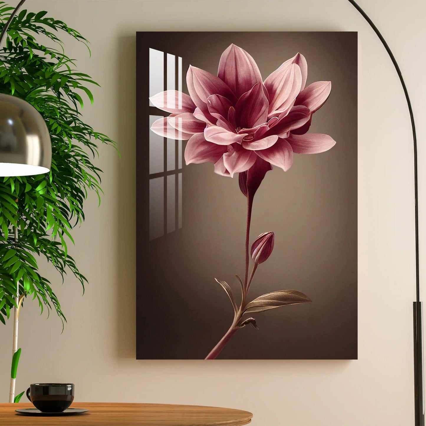 Fiore Rosa Quadro in Vetro Temperato