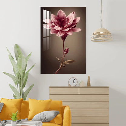 Fiore Rosa Quadro in Vetro Temperato