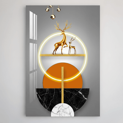 Cervo Dorato Quadro in Vetro Temperato