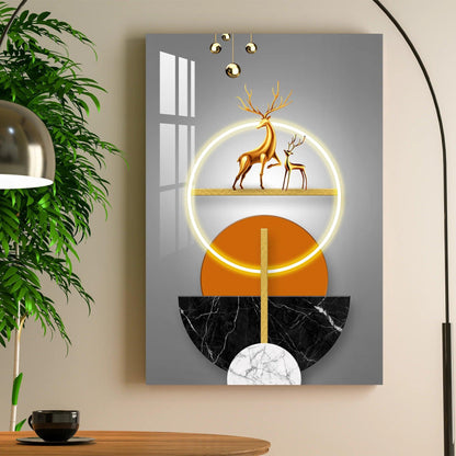 Cervo Dorato Quadro in Vetro Temperato