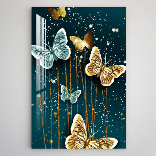 Papillons Tableau en Verre Trempé