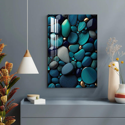 Turquoise Stones Glass Wall Art