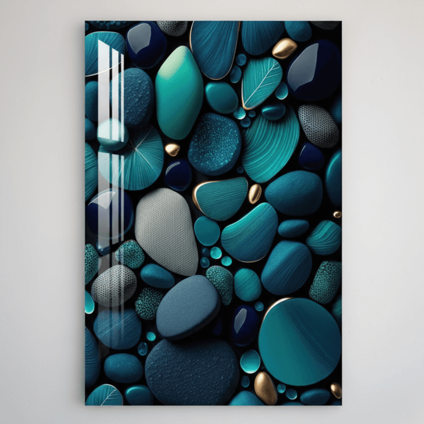 Turquoise Stones Glass Wall Art