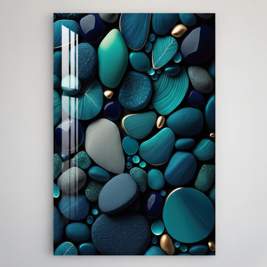 Turquoise Stones Glass Wall Art