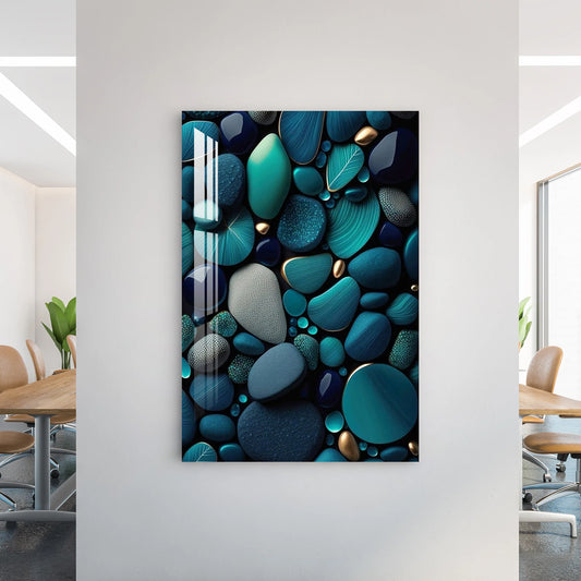 Turquoise Stones Glass Wall Art