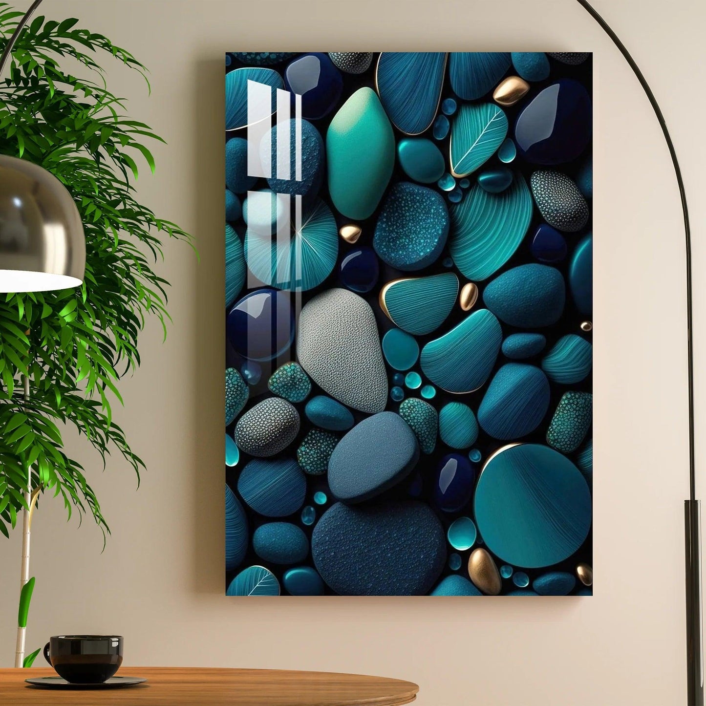 Turquoise Stones Glass Wall Art
