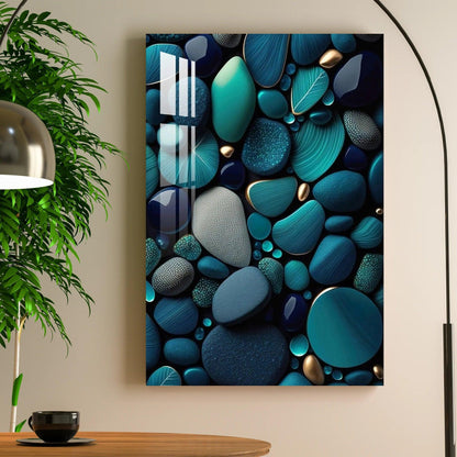 Turquoise Stones Glass Wall Art