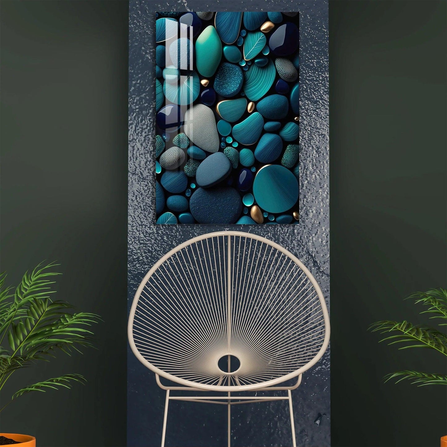 Turquoise Stones Glass Wall Art