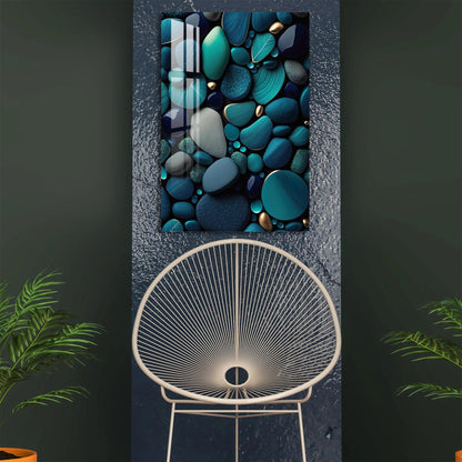 Turquoise Stones Glass Wall Art
