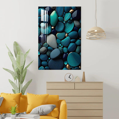 Turquoise Stones Glass Wall Art