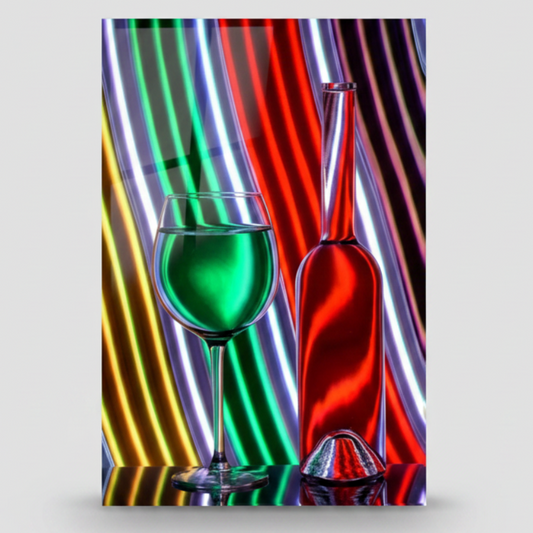 Abstract Wine Bottle & Glass Wall Art